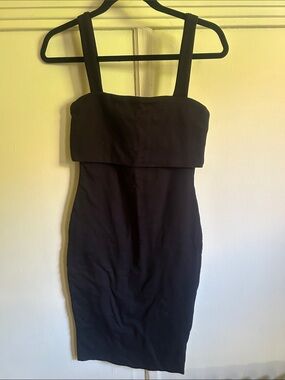 Kookai Black Midi Square-Neck Bodycon Dress